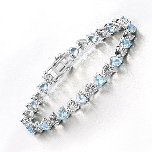 Elegant Blue Topaz and Diamond Sterling Silver Bracelet