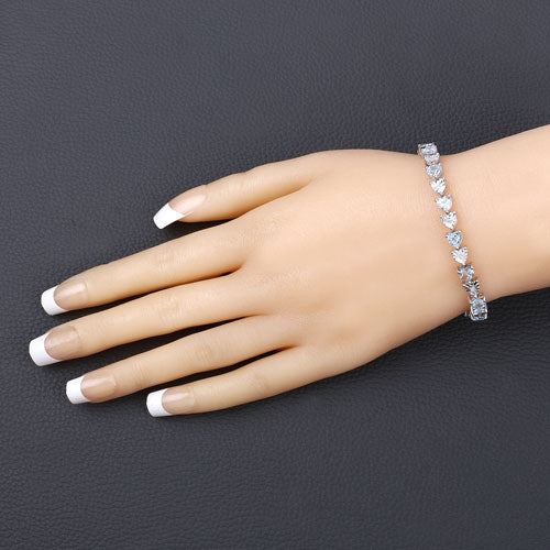 Elegant Blue Topaz and Diamond Sterling Silver Bracelet
