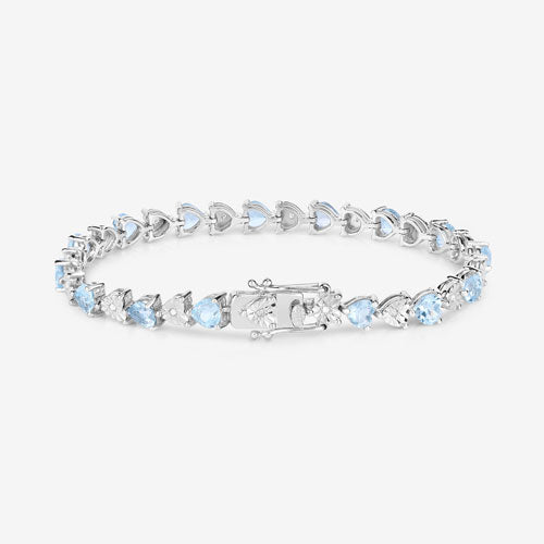Elegant Blue Topaz and Diamond Sterling Silver Bracelet