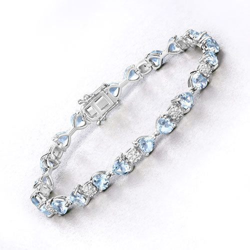 Pulsera de Plata Esterlina con Acuamarina y Diamantes de 7.36 Quilates