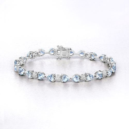 Pulsera de Plata Esterlina con Acuamarina y Diamantes de 7.36 Quilates