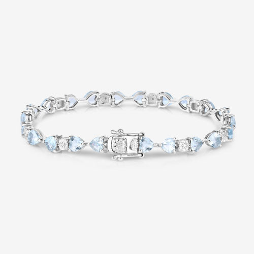 Pulsera de Plata Esterlina con Acuamarina y Diamantes de 7.36 Quilates