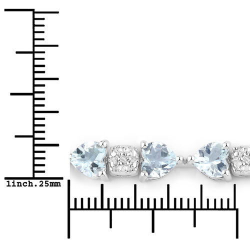 Pulsera de Plata Esterlina con Acuamarina y Diamantes de 7.36 Quilates