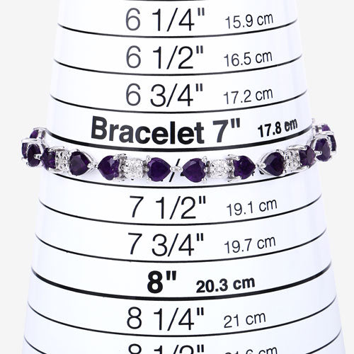 9.56 Carat Genuine Amethyst & White Diamond Sterling Silver Bracelet