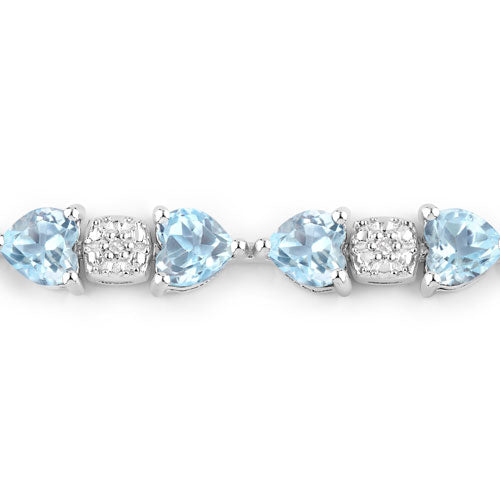 Bracelet en argent sterling avec topaze bleue de 11,10 carats et diamants blancs