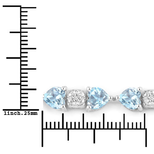 Bracelet en argent sterling avec topaze bleue de 11,10 carats et diamants blancs