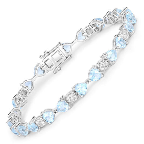 Bracelet en argent sterling avec topaze bleue de 11,10 carats et diamants blancs