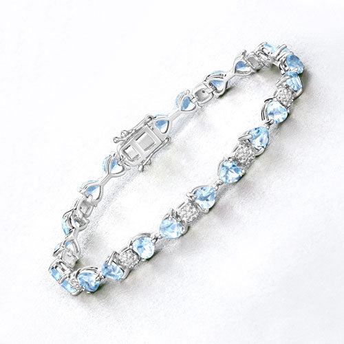 Bracelet en argent sterling avec topaze bleue de 11,10 carats et diamants blancs