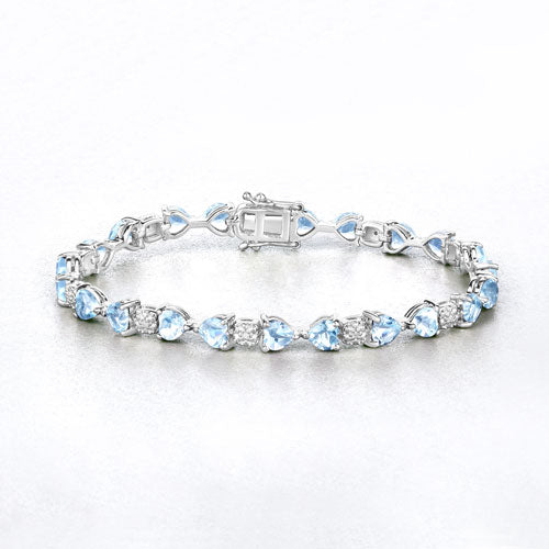 Bracelet en argent sterling avec topaze bleue de 11,10 carats et diamants blancs