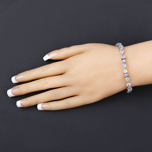 Bracelet en argent sterling avec topaze bleue de 11,10 carats et diamants blancs