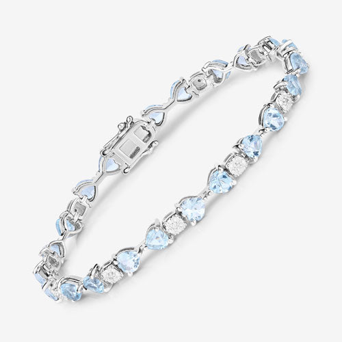 Bracelet en argent sterling avec topaze bleue de 11,10 carats et diamants blancs