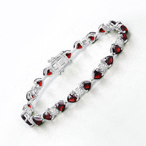 Bracelet en grenat véritable et diamants blancs de 11,10 carats