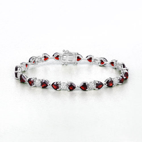 Bracelet en grenat véritable et diamants blancs de 11,10 carats