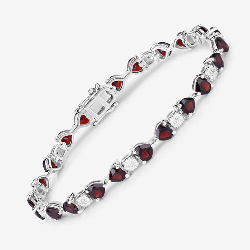 Bracelet en grenat véritable et diamants blancs de 11,10 carats