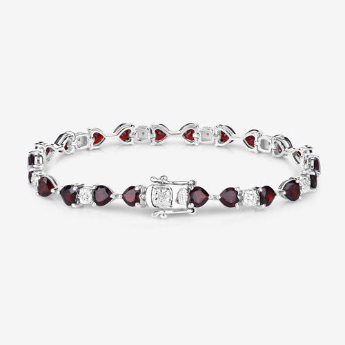 Bracelet en grenat véritable et diamants blancs de 11,10 carats