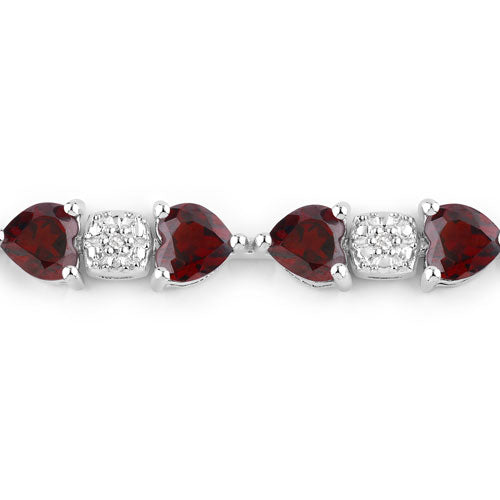 Bracelet en grenat véritable et diamants blancs de 11,10 carats