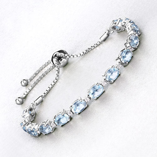 Pulsera de plata esterlina con topacio azul y topacio blanco de 12.83 quilates