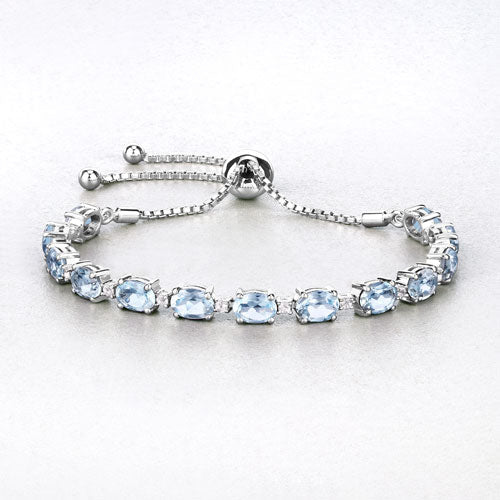 Pulsera de plata esterlina con topacio azul y topacio blanco de 12.83 quilates