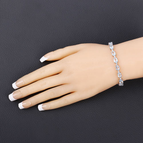 Pulsera de plata esterlina con topacio azul y topacio blanco de 12.83 quilates