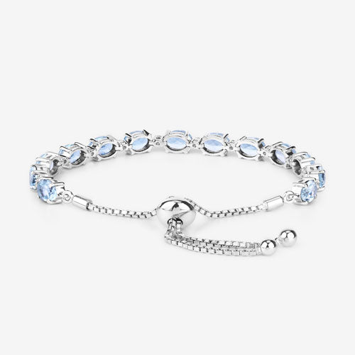 Pulsera de plata esterlina con topacio azul y topacio blanco de 12.83 quilates