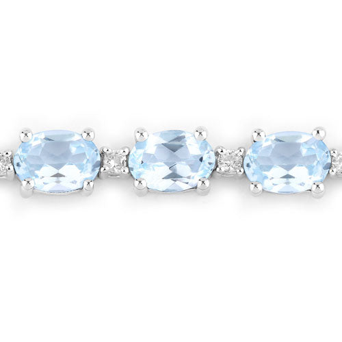 Pulsera de plata esterlina con topacio azul y topacio blanco de 12.83 quilates