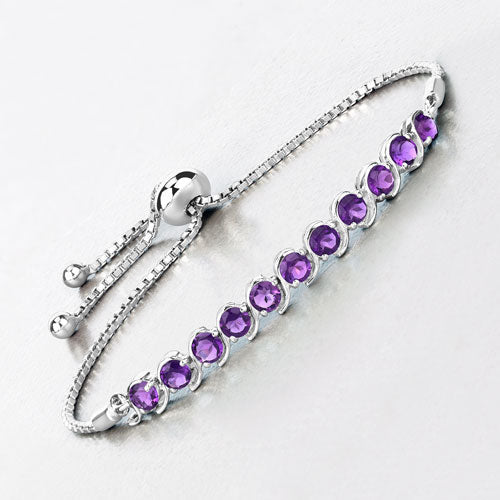 Bracelet en argent sterling avec améthyste véritable de 2,64 carats