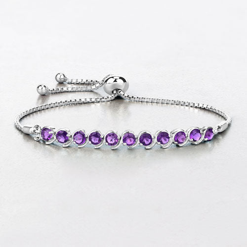 Bracelet en argent sterling avec améthyste véritable de 2,64 carats