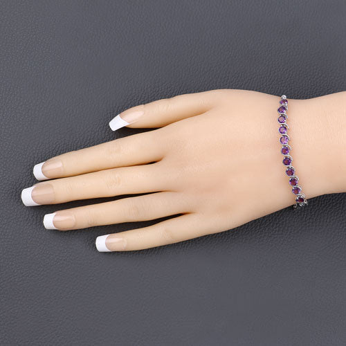 Bracelet en argent sterling avec améthyste véritable de 2,64 carats