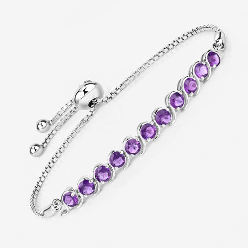 Bracelet en argent sterling avec améthyste véritable de 2,64 carats