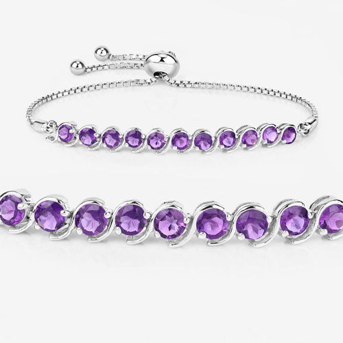 Bracelet en argent sterling avec améthyste véritable de 2,64 carats