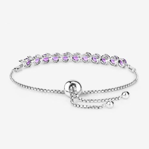 Bracelet en argent sterling avec améthyste véritable de 2,64 carats
