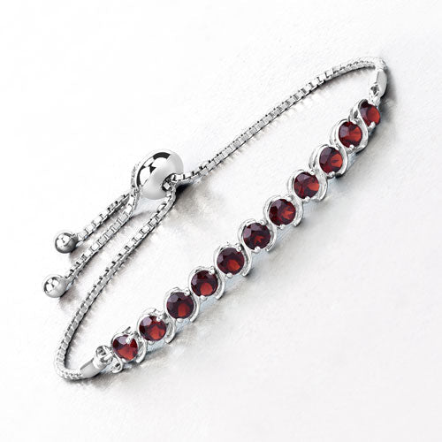 Pulsera de Plata Esterlina .925 con Granate de 3.30 Quilates