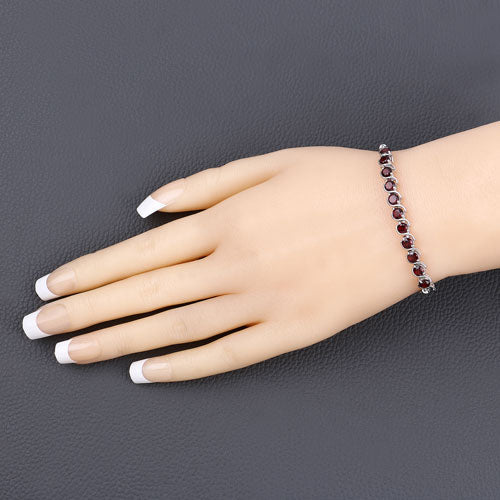 Pulsera de Plata Esterlina .925 con Granate de 3.30 Quilates
