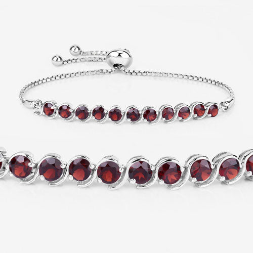 Pulsera de Plata Esterlina .925 con Granate de 3.30 Quilates