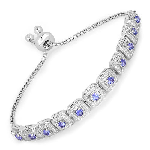 Bracelet en argent sterling .925 avec tanzanite véritable de 1,10 carat