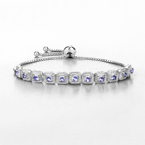 Bracelet en argent sterling .925 avec tanzanite véritable de 1,10 carat