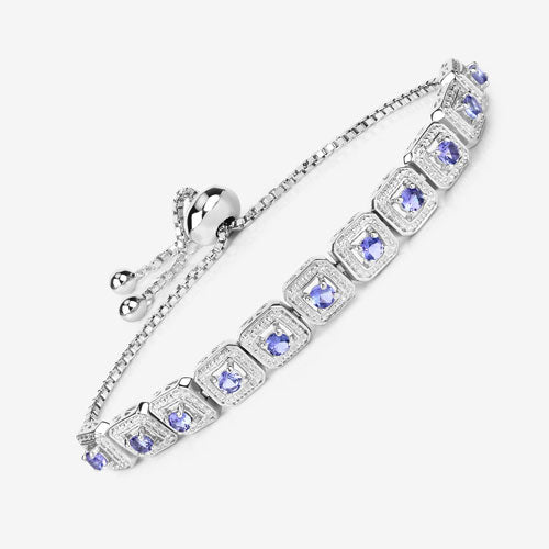 Bracelet en argent sterling .925 avec tanzanite véritable de 1,10 carat