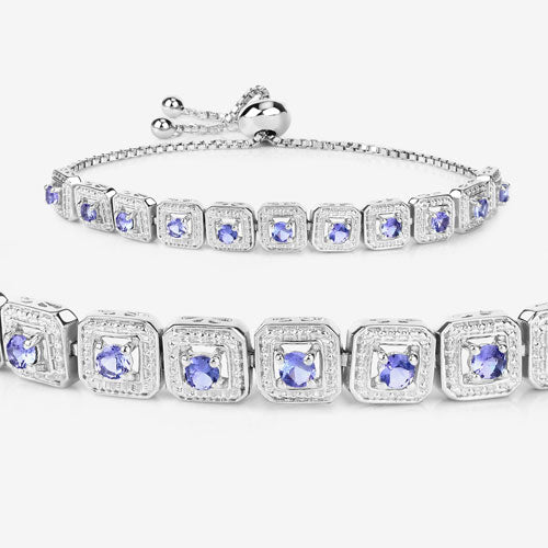 Bracelet en argent sterling .925 avec tanzanite véritable de 1,10 carat