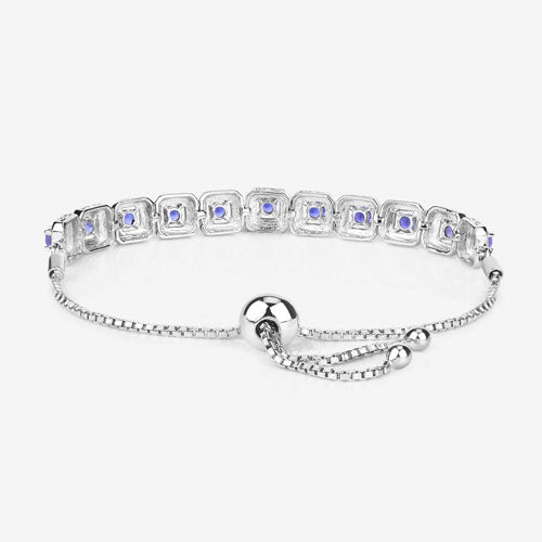 Bracelet en argent sterling .925 avec tanzanite véritable de 1,10 carat