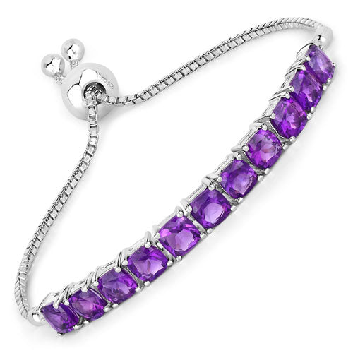 Bracelet en argent sterling .925 avec améthystes véritables de 6,05 carats