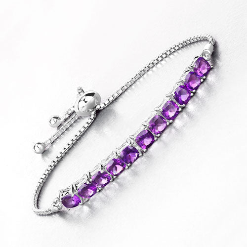 Bracelet en argent sterling .925 avec améthystes véritables de 6,05 carats