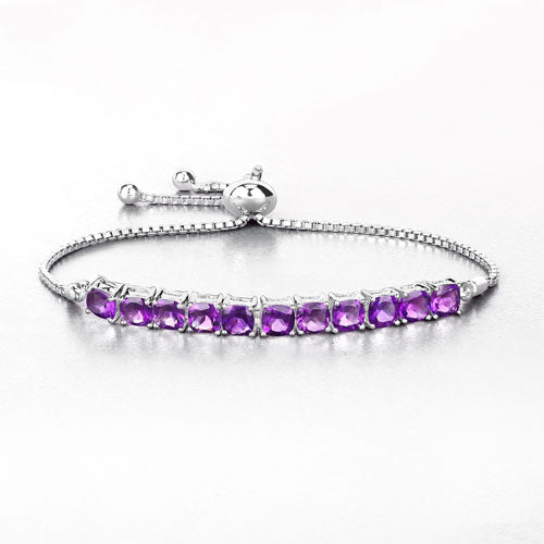 Bracelet en argent sterling .925 avec améthystes véritables de 6,05 carats