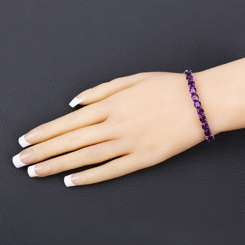 Bracelet en argent sterling .925 avec améthystes véritables de 6,05 carats
