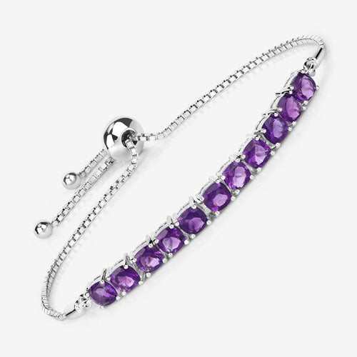 Bracelet en argent sterling .925 avec améthystes véritables de 6,05 carats