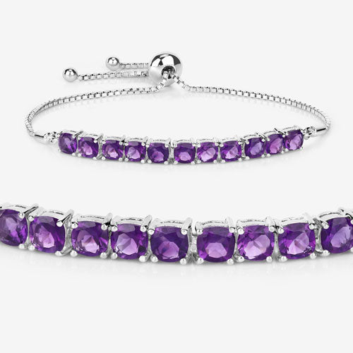 Bracelet en argent sterling .925 avec améthystes véritables de 6,05 carats
