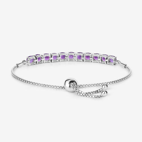 Bracelet en argent sterling .925 avec améthystes véritables de 6,05 carats