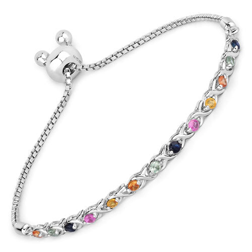 Pulsera de Zafiros Múltiples de 0.88 Quilates en Plata Esterlina .925