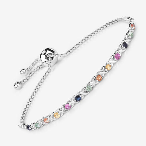 Pulsera de Zafiros Múltiples de 0.88 Quilates en Plata Esterlina .925