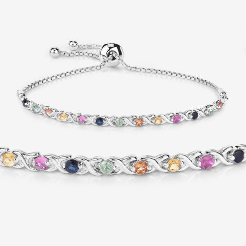 Pulsera de Zafiros Múltiples de 0.88 Quilates en Plata Esterlina .925