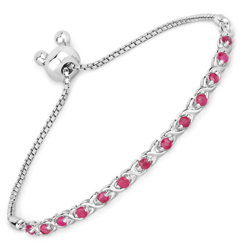 Pulsera de Rubí Genuino de 0.88 Quilates en Plata Esterlina .925
